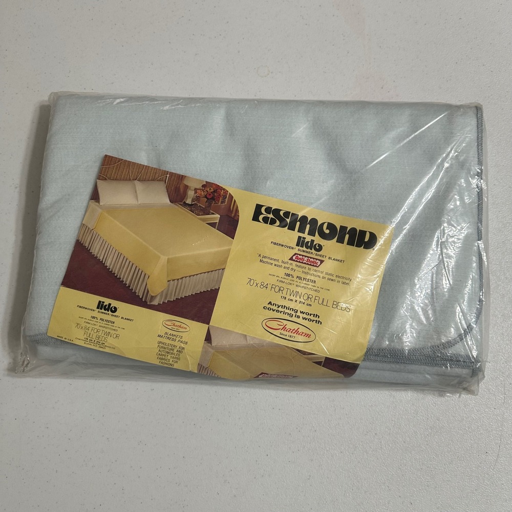 Esmond Lido Chatham Fiberwoven Summer Sheet Blanket Anti-Static Blue New 70x84